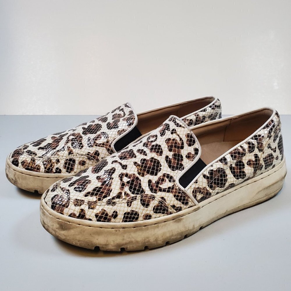 Vionic Dinora Leopard Snake Platform Leather Slip On Animal Print 8.5 Womens